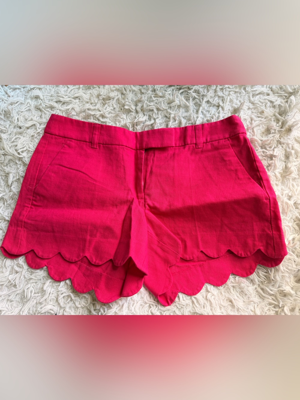 NWT J. Crew Hot Pink Scalloped High-Waist Shorts